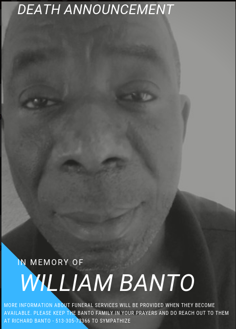 Death Announcement – William Banto Passed Away
